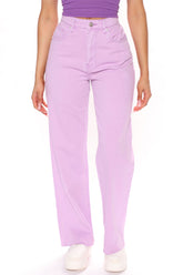 Sittin' Pretty Slouchy Straight Leg Jeans - Lavender Ins Street